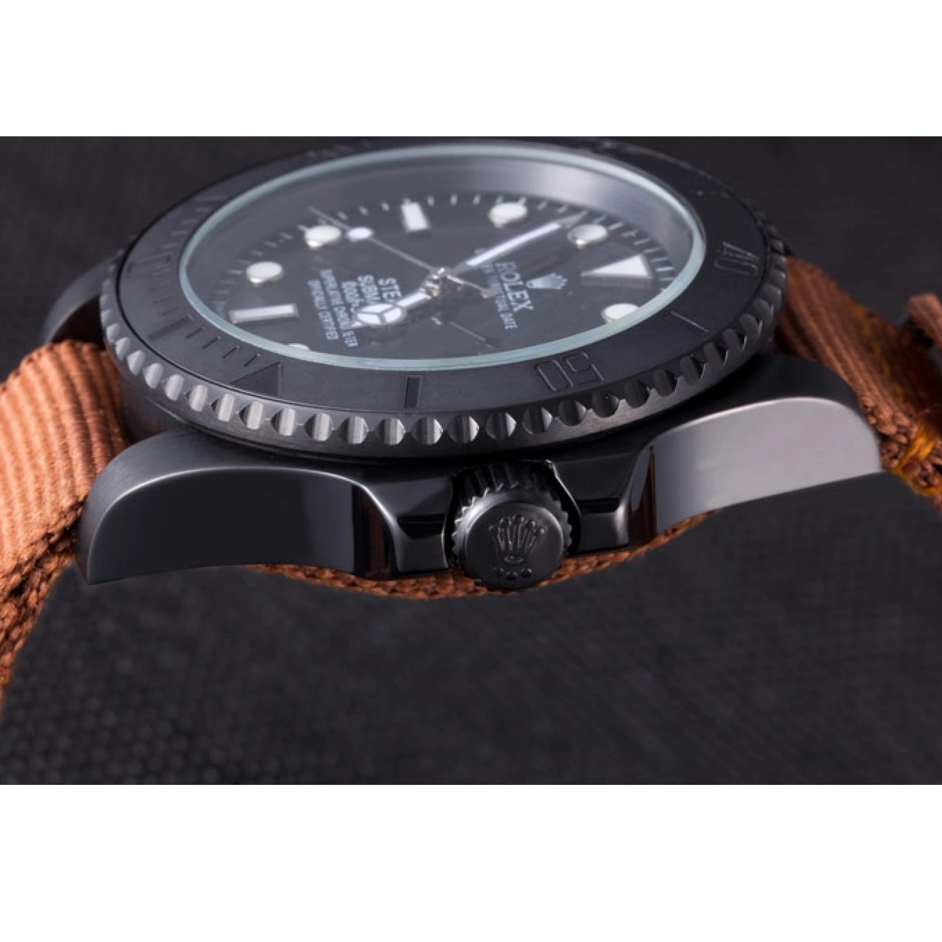 MiroTime 1013 Rolex Submariner STEALTH MK IV Brown Fabric Band rl426 621388